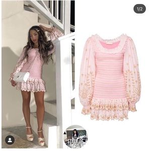 Loveshackfancy dress pink ruffle Celia